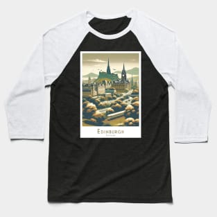 "Vintage Edinburgh Scotland Travel Poster Baseball T-Shirt